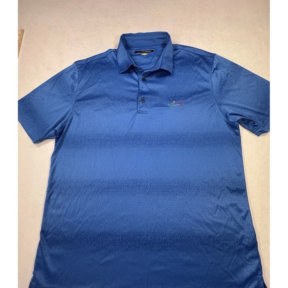 Greg Norman Play Dry Golf Polo Shirt Men's Large Blue Shark‎ Logo Per Shirt